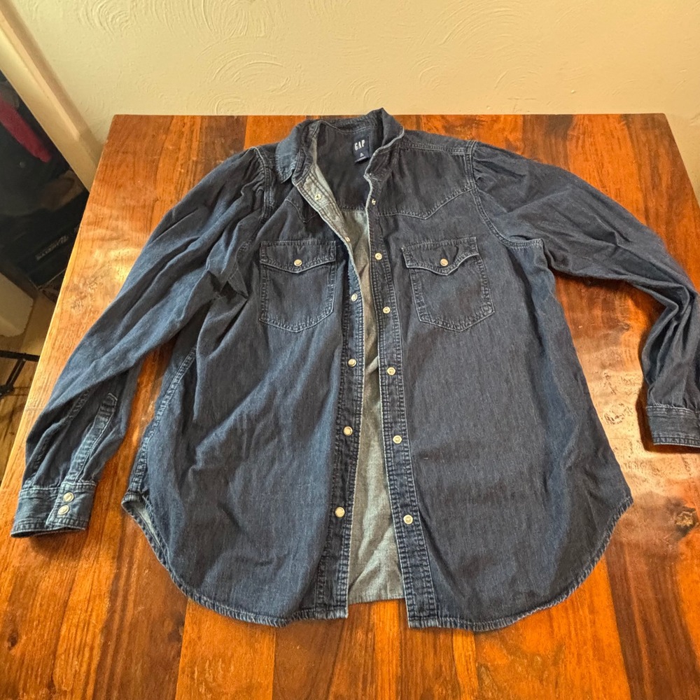 GAP Dark Blue Denim Button-Down Shirt